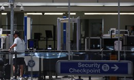 A Transportation Security Administration checkpoint inside Los Angeles International Airport on March 23.