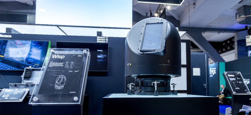 A Wide-Area Infrared System for Persistent Surveillance system made by Anduril on display at the Brussels European Defence Exhibition & Conference in March.
