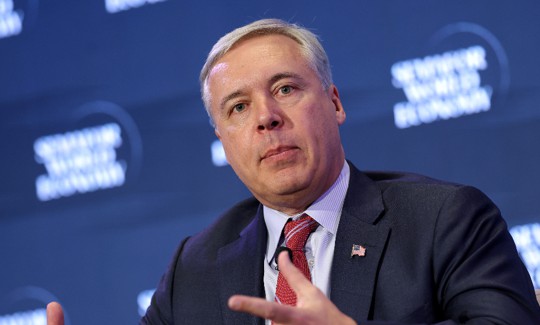 Booz Allen Hamilton CEO Horacio Rozanski speaking at the Semafor World Economy 2026 summit on April 14 in Washington, D.C.