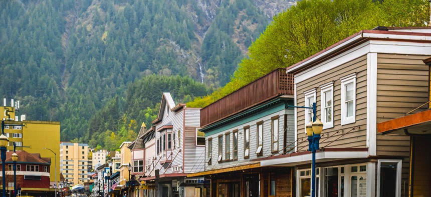 Street view of downtown Juneau, Alaska.