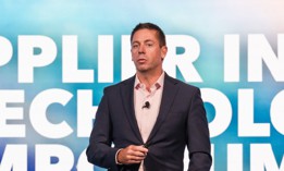Leidos Chief Growth Office Jason Albanese speaking at the company's 2025 suppliers forum.