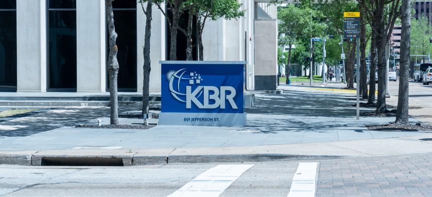 Signage outside KBR's corporate headquarters in Houston.