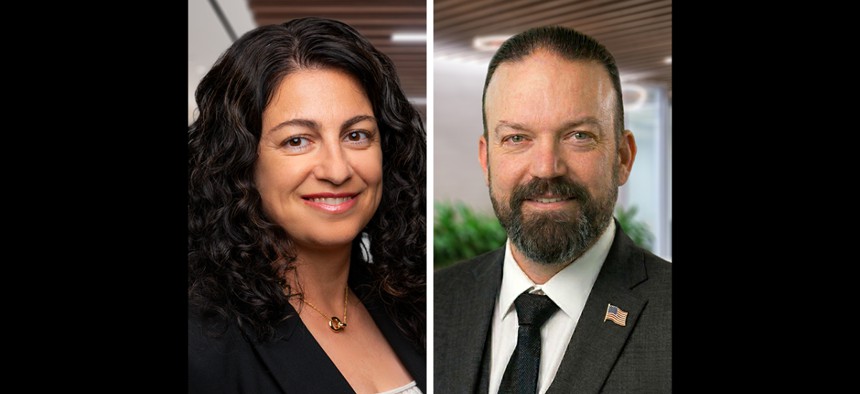 Kelly Hernandez and Stuart Brown, respectively now Guidehouse's chief financial and chief transformation officer.