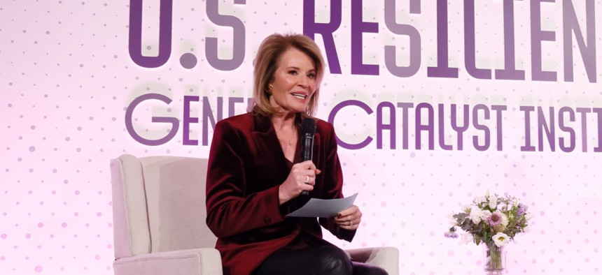 Teresa Carlson speaking Nov. 17 at the Summit on U.S. Resilience hosted by General Catalyst Institute in Washington, D.C.