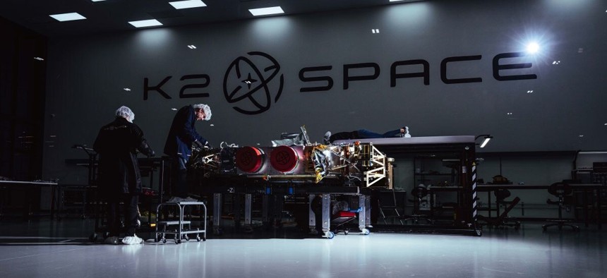 A K2 Space Gravitas satellite undergoing final integration before its March 2026 flight.