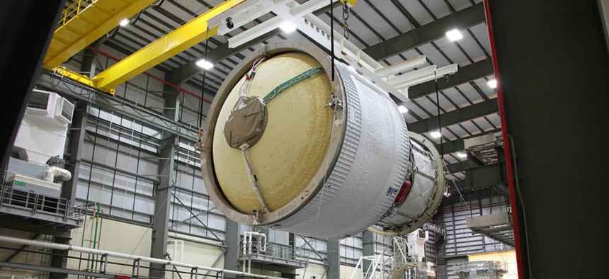 The Interim Cryogenic Propulsion Stage for the second flight of NASA’s Space Launch System in July 2021, inclusive of a single RL-10 engine.
