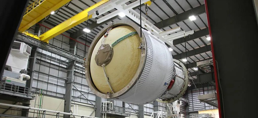 The Interim Cryogenic Propulsion Stage for the second flight of NASA’s Space Launch System in July 2021, inclusive of a single RL-10 engine.