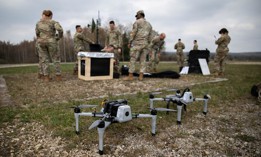Soldiers with 2d Squadron, 2d Cavalry Regiment, build a ground control station for electronic warfare at Vilseck, Germany, April 15, 2026.