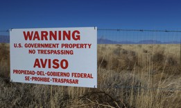 A warning sign outside the White Sands Missile Range in New Mexico.