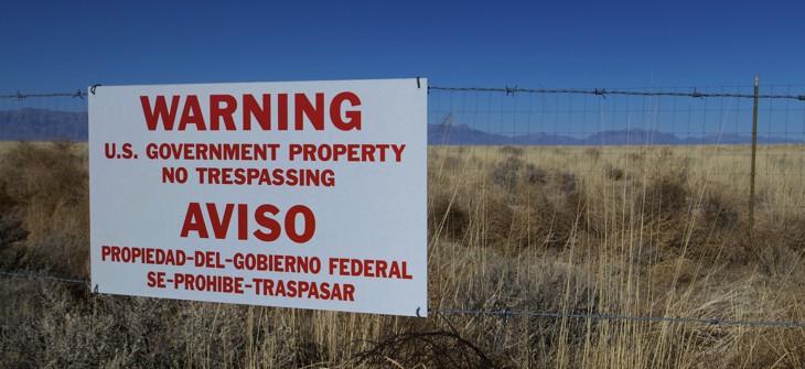 A warning sign outside the White Sands Missile Range in New Mexico.